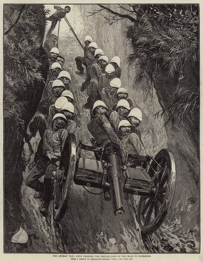 La guerre afghane, les canons traversant le col de Khojak sur la route de Candahar - Richard Caton Woodville junior